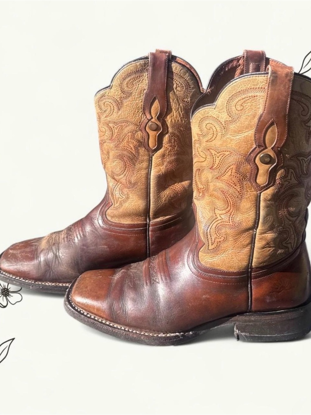Men's Two-Tone Brown Leather Western Boots